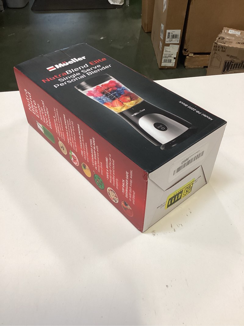 mueller personal blender for shakes and smoothies with 15 oz travel cup and lid, juices, baby food, heavy-duty portable blender & food processor, black