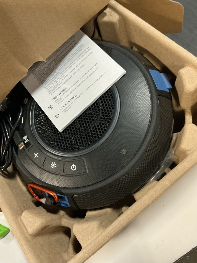 Condition photo showing As Is for ion audio hydrogroove floating party speaker with lights
