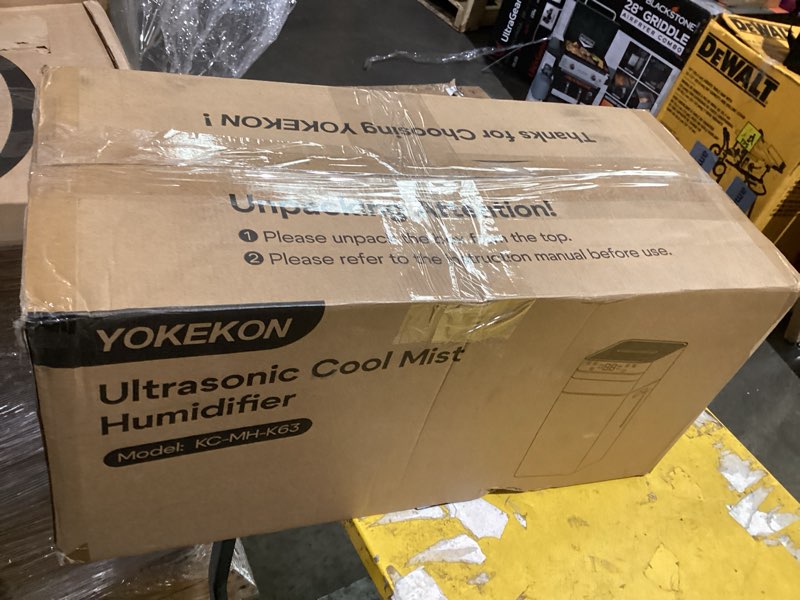 Condition photo showing As Is for yokekon humidifier large room 5.8gal/22l, cool mist humidifiers for home | flame & night light, 2500 sq.ft. whole house humidifiers for bedroom top fill, extension tube, plants, kids, adults, white