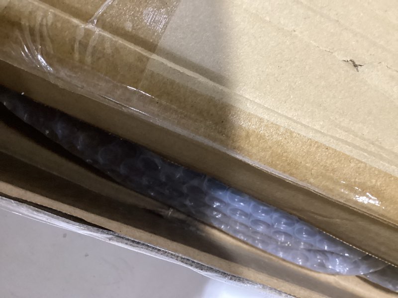 Condition photo showing As Is for Side Table with Pedestal - Adjustable Height C Shaped End Tables for Small Spaces, Couch, Bedside, Living Room, 14x14x26 Inch TV Tray Round Stand for Drink, Snack, Coffee - Brown