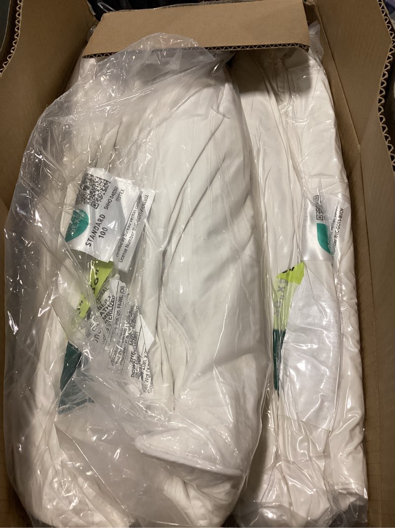 Condition photo showing Good Condition for Three Geese Pack of 2 White Goose Feather Pillows King Size- Soft 600 Thread Count 100% Cotton, Medium Firm,Soft Support,White Solid King (Pack of 2) White