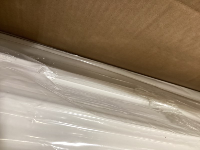 Condition photo showing Good Condition for 29" w x 60" h cordless faux wood blinds, white, room darkening, waterproof, easy to install, inside/outside mount 29"w x 60"h