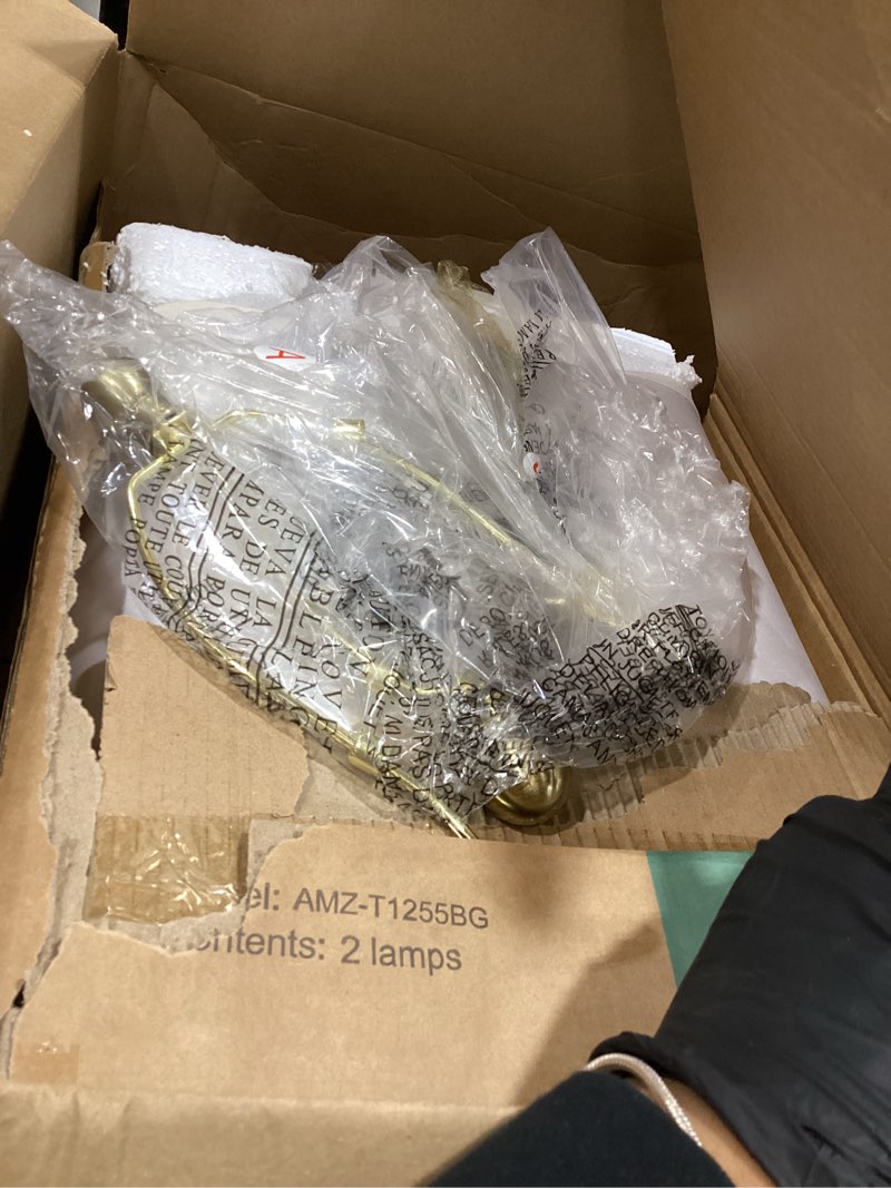 Condition photo showing As Is for BOBOMOMO 27.25" Modern Table Lamp Set of 2, Warm Beige Resin Lamp with Natural Stone Look, Lamps for Living Room with Linen Shades, Bedside Lamp for Bedroom, Living Room, Nightstand, Entryway