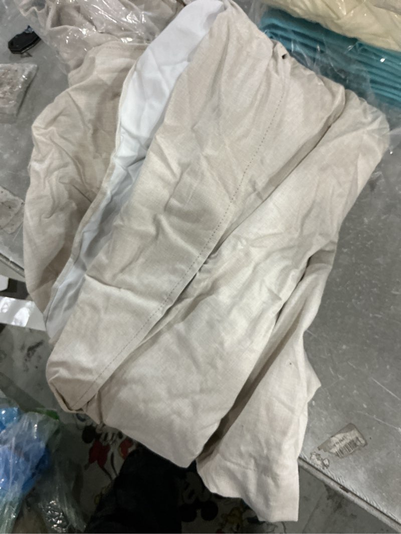 Condition photo showing As Is for birch unique 80 inch pinch pleated curtains blackout for bedroom 2 panel set, neutral cream linen blend pleat memory trained drapes room darkening insulated nursery back tab 40x80 inches window burg birch 40"w x 80"l (pack of 2)