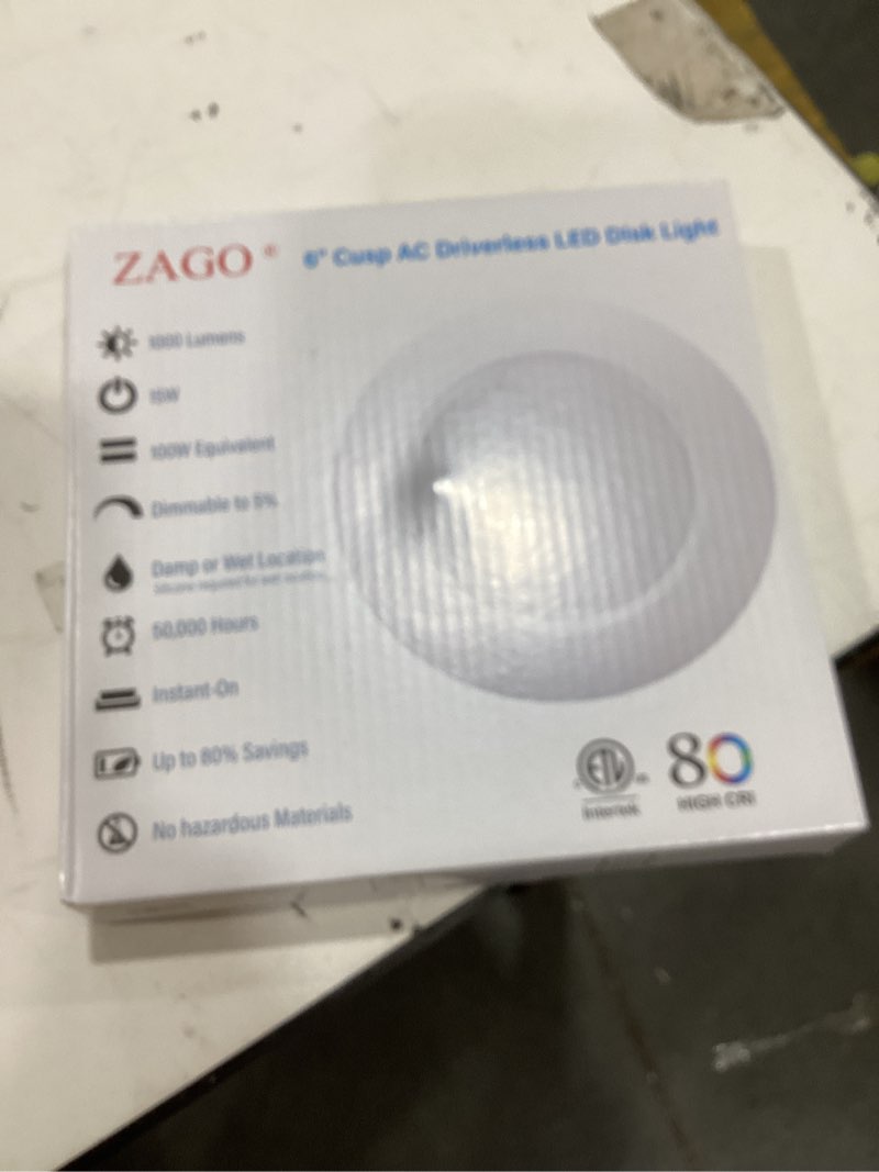 Condition photo showing New/Like New for zago 6” disk led light