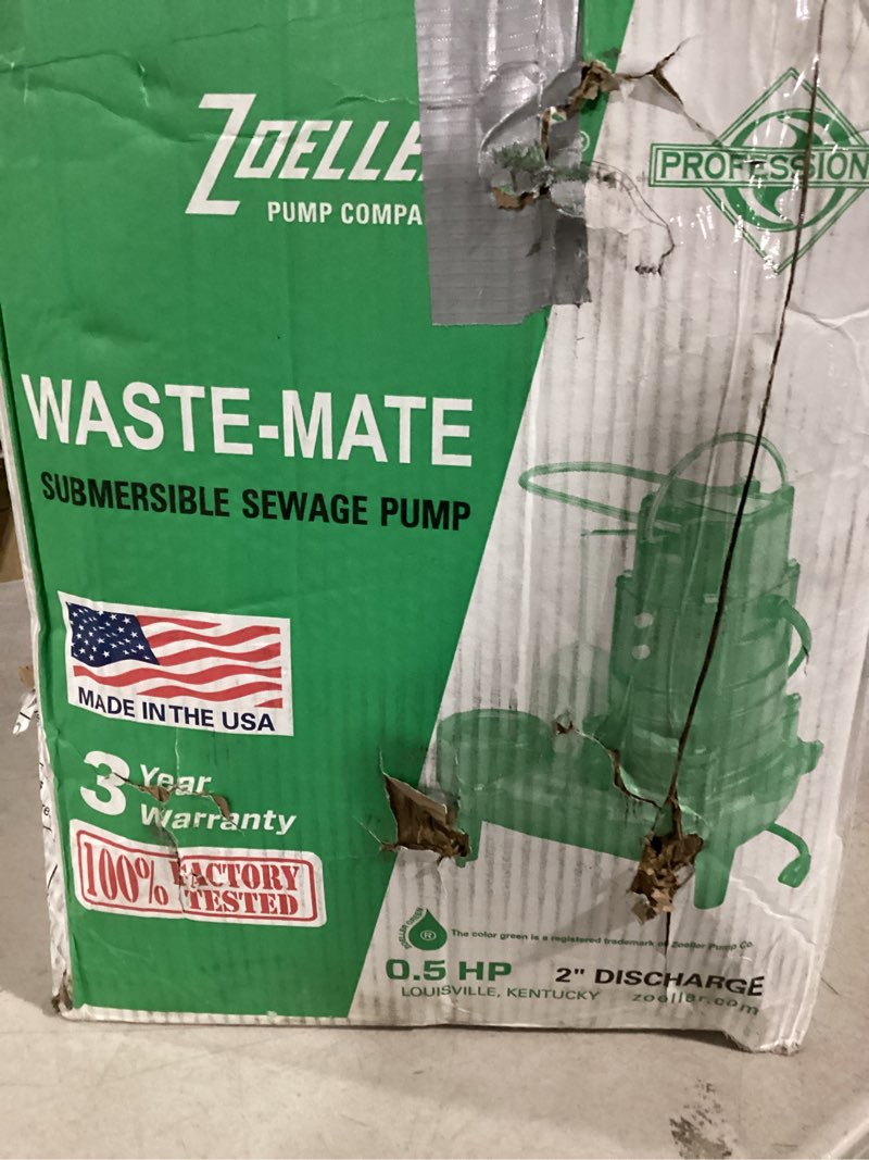 Condition photo showing New/Like New for Zoeller Waste-Mate 267-0001 Sewage Pump, 1/2 HP Automatic – Heavy-Duty Submersible Sewage, Effluent or Dewatering Pump
