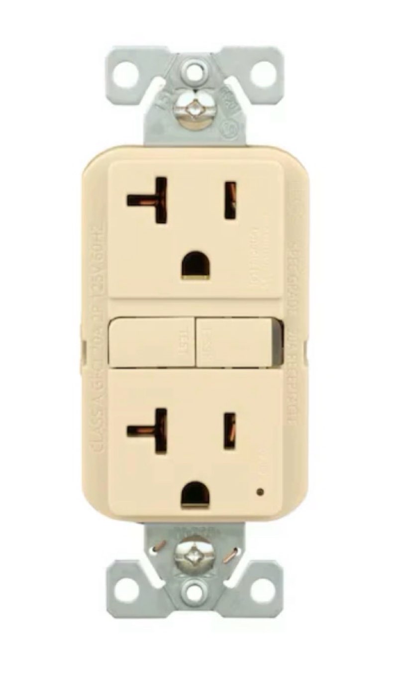 Eaton 20-Amp 125-volt GFCI Residential Decorator Outlet, Ivory