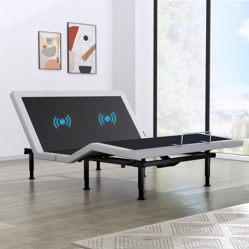 King Adjustable Bed Base Frame, Wireless Remote, Dual USB Ports,Ergonomic Upholstered Bed Frame, Lif