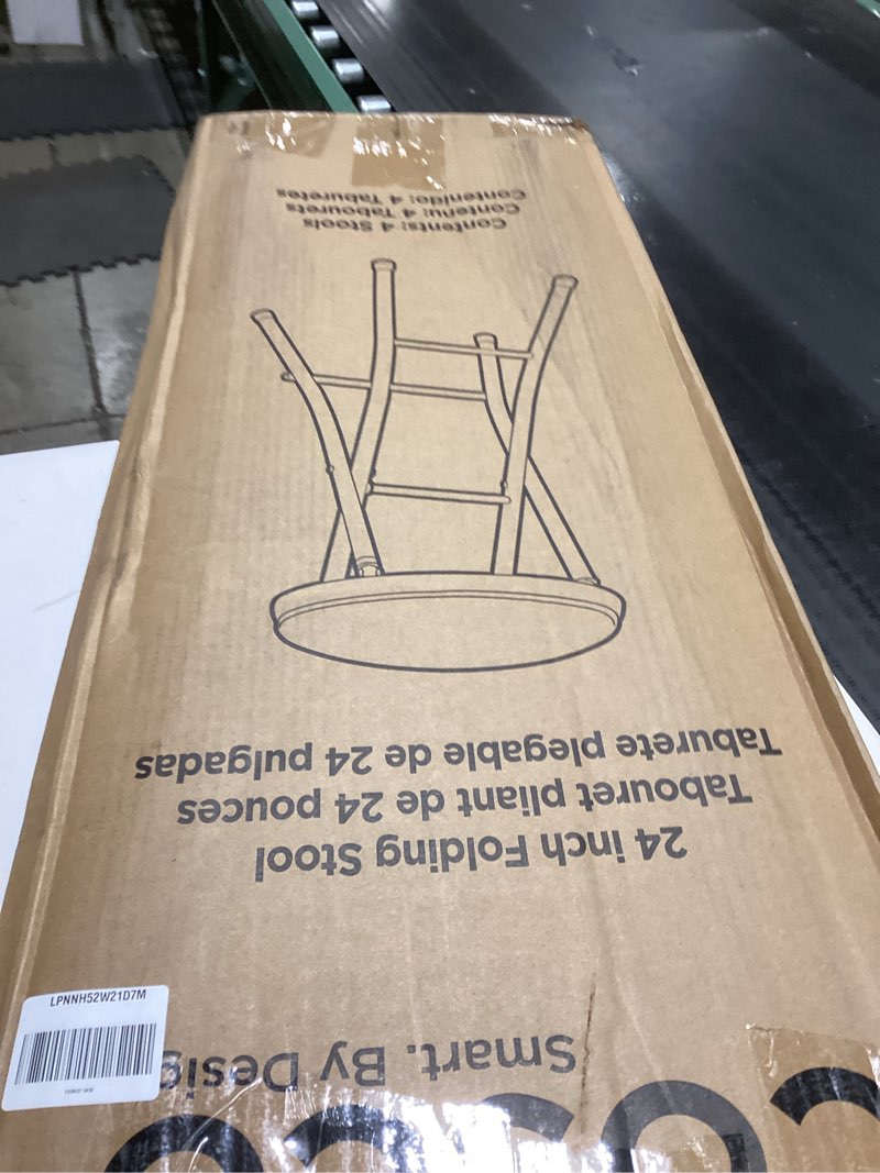 Condition photo showing New/Like New for COSCO 24" Vinyl Padded Folding Stool, Multipurpose, Great for Small Spaces, Double Braced, Black, 4-Pack