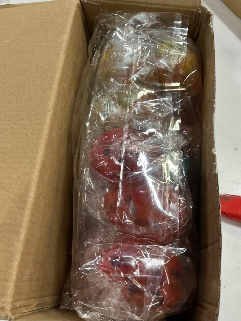 Condition photo showing New/Like New for 18 pack plastic easter eggs filled with light up fidget stress balls, glow in the dark egg shape squeeze balls sensory toys party favors for kids teens easter egg hunt basket stuffers fillers style 2