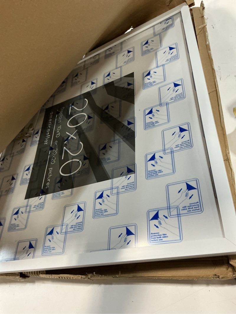 Condition photo showing Good Condition for americanflat 20x20 picture frame with polished plexiglass - use as 10x10 frame with mat or display 20x20 photo without mat - streamline collection - thin frames for wall display - white white 20x20 with 10x10 mat white mat