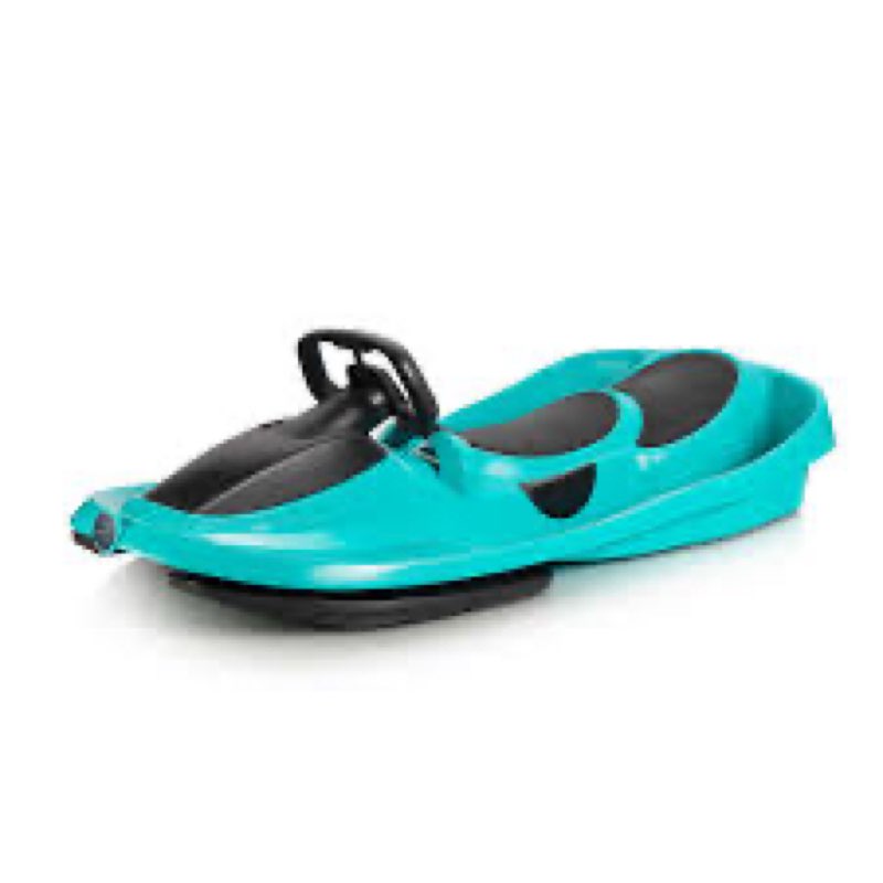 gizmo riders snow sled for kids, adults - toboggan sled, easy turning steering wheel, anti-slip seat, pull up brake, durable plastic sled, lightweight, outdoor toys, snow toys, age 3+ 260 lbs nimbus titan blue snow sled