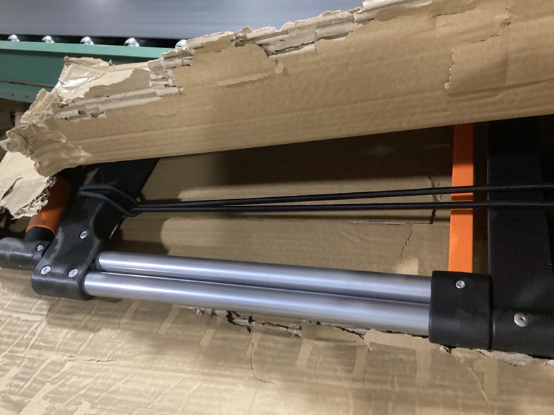 Condition photo showing As Is for dolly cart, 309 lb aluminum folding hand truck with swivel handle, heavy duty utility dolly foldable trolley with elastic cord, 7 inch wheels for moving, warehousing, shopping and more