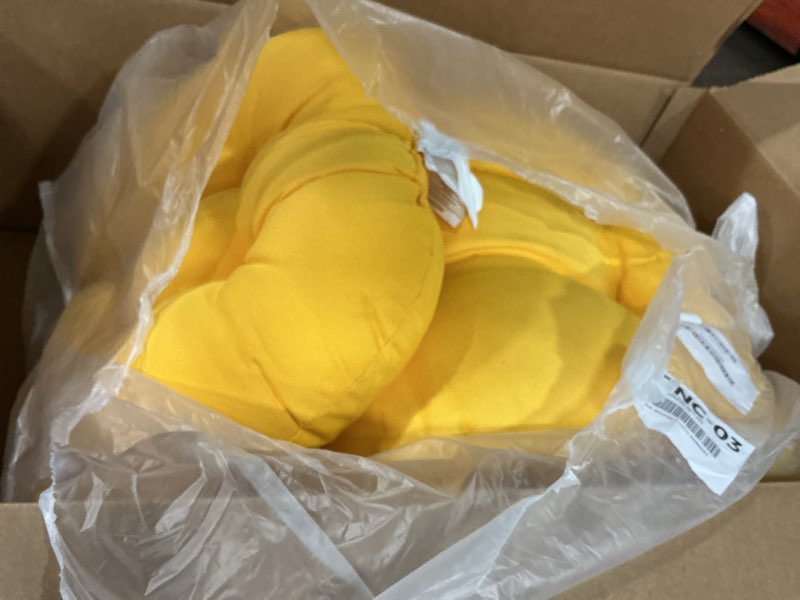 Condition photo showing Good Condition for Wicker Chair Cushions of 3 Pieces Waterproof Tufted Outdoor Seat Cushions for Patio Furniture Sofa Settee Couch,1 Loveseat and 2 U-Shaped Cushions,Yellow