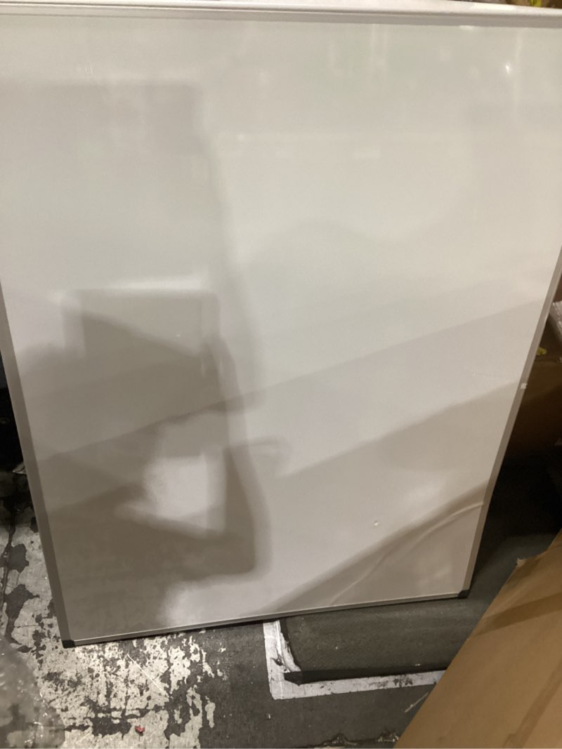 Condition photo showing As Is for vusign magnetic whiteboard 48" x 36", large dry erase board for wall with silver frame, wall-mounted white board for office, classroom & home, includes markers, magnets and eraser