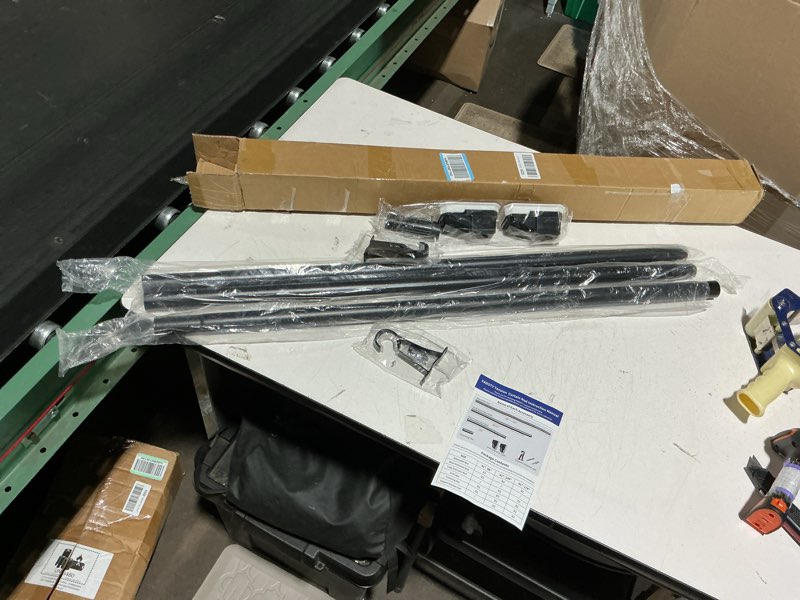 Condition photo showing Good Condition for tension curtain rods no drilling, extra long tension rod 41-139 inch, heavy duty shower curtain rod for outdoor patio bathroom windows room divider, adjustable, anti-slip, no rust, black black 41-139inch