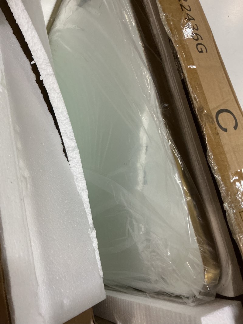 Condition photo showing New/Like New for andy star gold bathroom mirror, 24x36 brushed brass rectangle metal frame mirror for bathroom, modern rectangular wall mounted mirror for vanity gold 36"l x 24"w