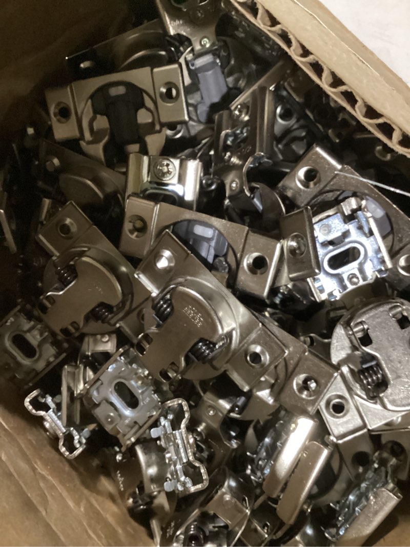 Condition photo showing Good Condition for blum compact blumotion hinge (25 kits), 1/2" overlay, 105° opening angle, steel, integrated soft-close hinges for face frame cabinets pack of 50 with screws