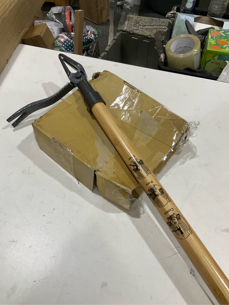 Condition photo showing Good Condition for grampa's weeder - the original stand up weed puller tool with long handle - made with real bamboo & 4-claw steel head design - easily remove weeds without bending, pulling, or kneeling.