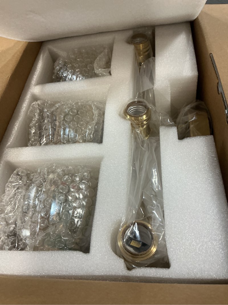 Condition photo showing New/Like New for Bathroom Light Fixtures, 3-Light Brass Vanity Wall Light Over Mirror with Amber Tulip Glass Shade for Bedroom Living Room (Bulb Not Included) 3 Heads-Golden Base-Tulip Light Amber Hardwired