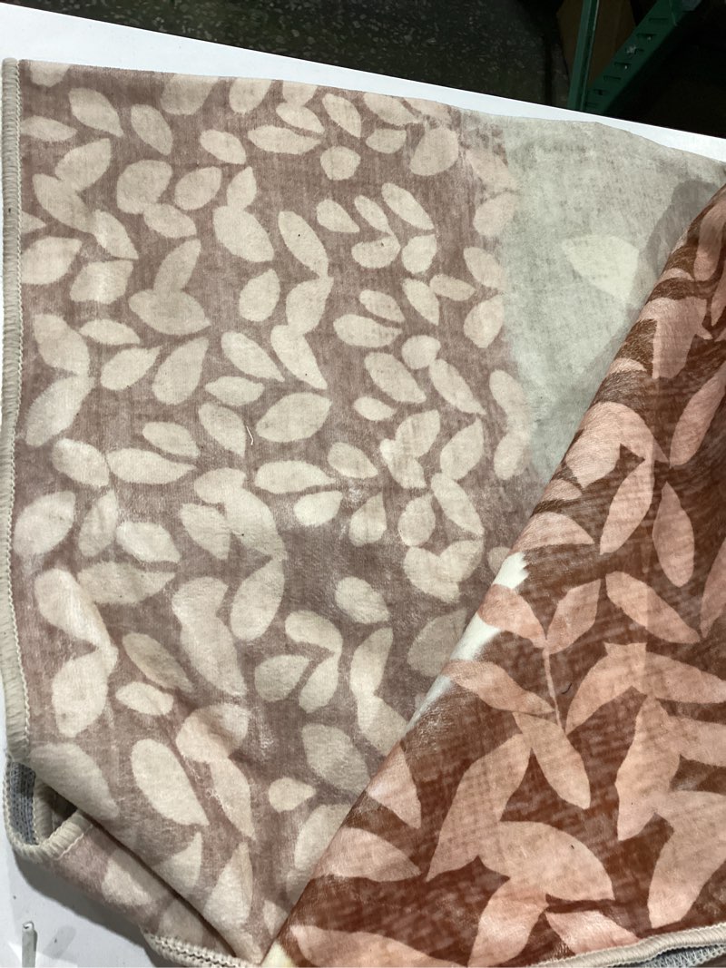 Condition photo showing As Is for dexde 8x10 area rug, fall soft washable abstract area rugs non-slip vintage boho rug leaves floral p