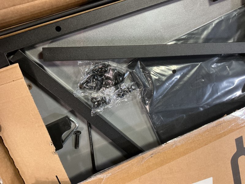 Condition photo showing As Is for Pamray 47 Inch Computer Desk for Small Spaces with Storage Bag, Home Office Work Desk with Headphone Hook, Small Office Desk Study Writing Table Grey 47 inch