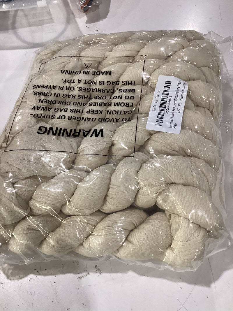 Condition photo showing New/Like New for 6 pack beige table runner graduation cheesecloth120 inch boho rustic gauze 10 ft cheese cloth table runners decorations for mother's day birthday baby shower wedding holiday home party decor beige 10ft x 6 pcs