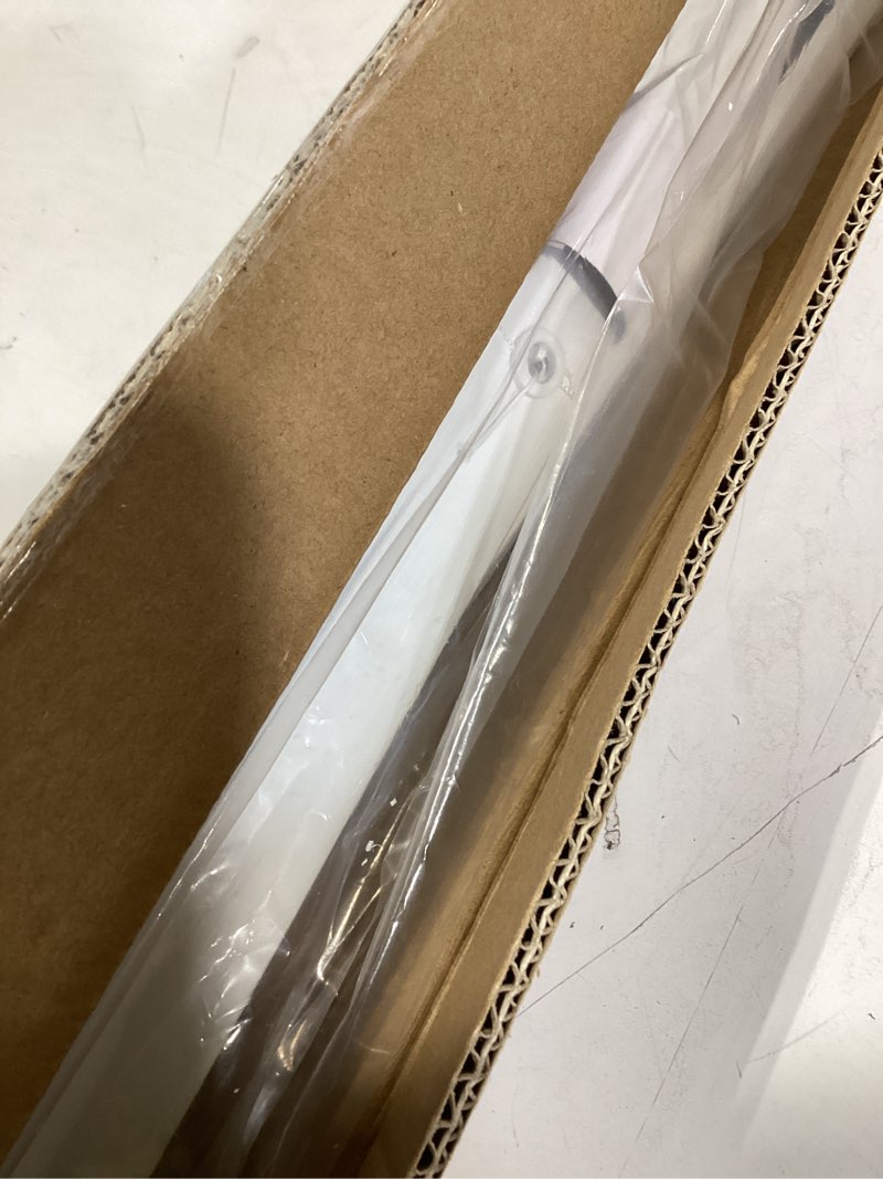 Condition photo showing New/Like New for 1" cordless mini blinds 22" w x 48" h, white vinyl blinds, horizontal light filtering, window blinds for indoor windows, office, kitchen, bathroom and living room. 22"w x 48"h