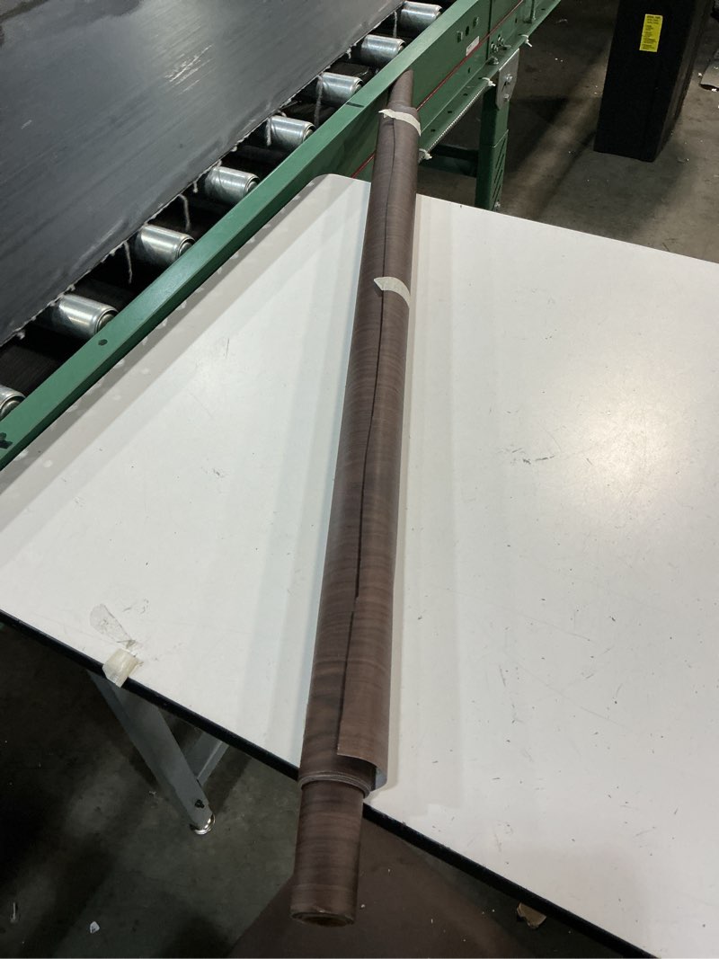 Condition photo showing As Is for totio dark brown wood wallpaper black walnut wood contact paper thick peel stick wood look wall paper removable adhesive waterproof wall covering decoration countertop counter desk vinyl roll 24"x118" 24" x 118"