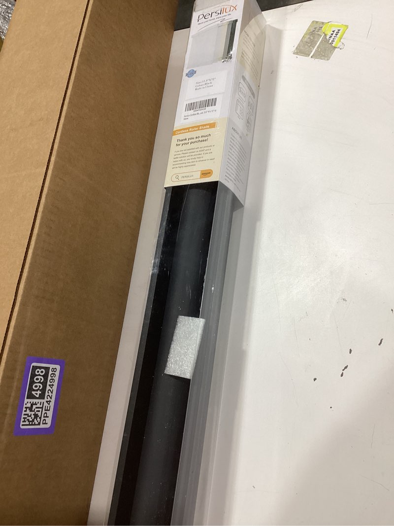 Condition photo showing Good Condition for chrisdowa blackout roller shades for windows, striped pattern cordless pull down door blinds with privacy, thermal insulated window shades for living room, home and office. black, 20" w x 72" h 20"w x 72"h black