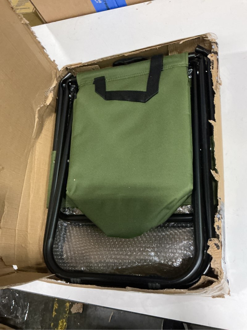 Condition photo showing New/Like New for leadallway fishing chair with cooler bag compact fishing stool foldable small hunting chair 12.2" seat depth,12.6" seat width green x2