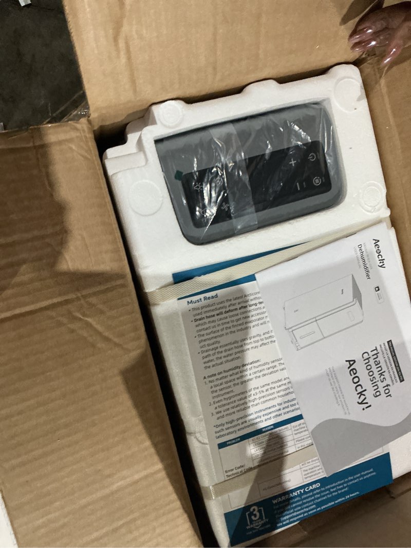 Condition photo showing As Is for 4500 Sq.Ft Most Efficient Energy Star 2025 Dehumidifier,AEOCKY Max 80 Pint/Day Smart Compressor Dehumidifier with Drain Hose, Intelligent Humidistat,for Basement,Bedroom,Home,Bathroom 80 Pints - 4500 Sq.Ft