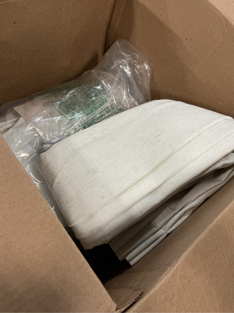 Condition photo showing Good Condition for 90 inch pinch pleated linen blackout curtains 2 panels for living room cream natural 100% black out curtains 90 inches long pinch pleat dual layer drapes birch ivory drapes for dining bedroom office