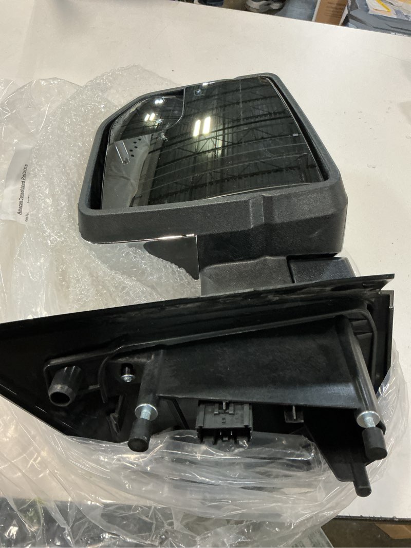 Condition photo showing As Is for jdmspeed left drive side view mirror power heated led signal textured black left lh compatible with 2015-2020 ford f150 fl3z-17683-cc fl3z-17683-ca(6pins) left driver black