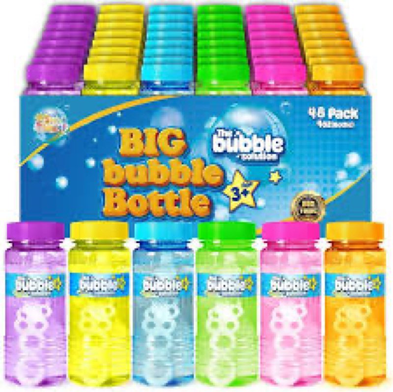 IJIGU Bubble Bottles 48 Pack (2oz), Bubbles for Kids, Bubble Solution with Bulk Wands in 6 Colors as