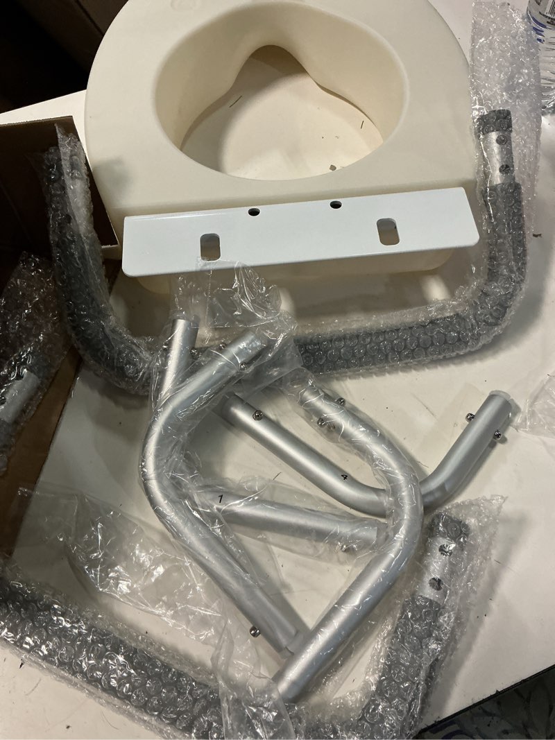 Condition photo showing Good Condition for homland raised toilet seat with handles, handicap toilet seat risers for seniors, elevated toilet seat fits most toilet, gray