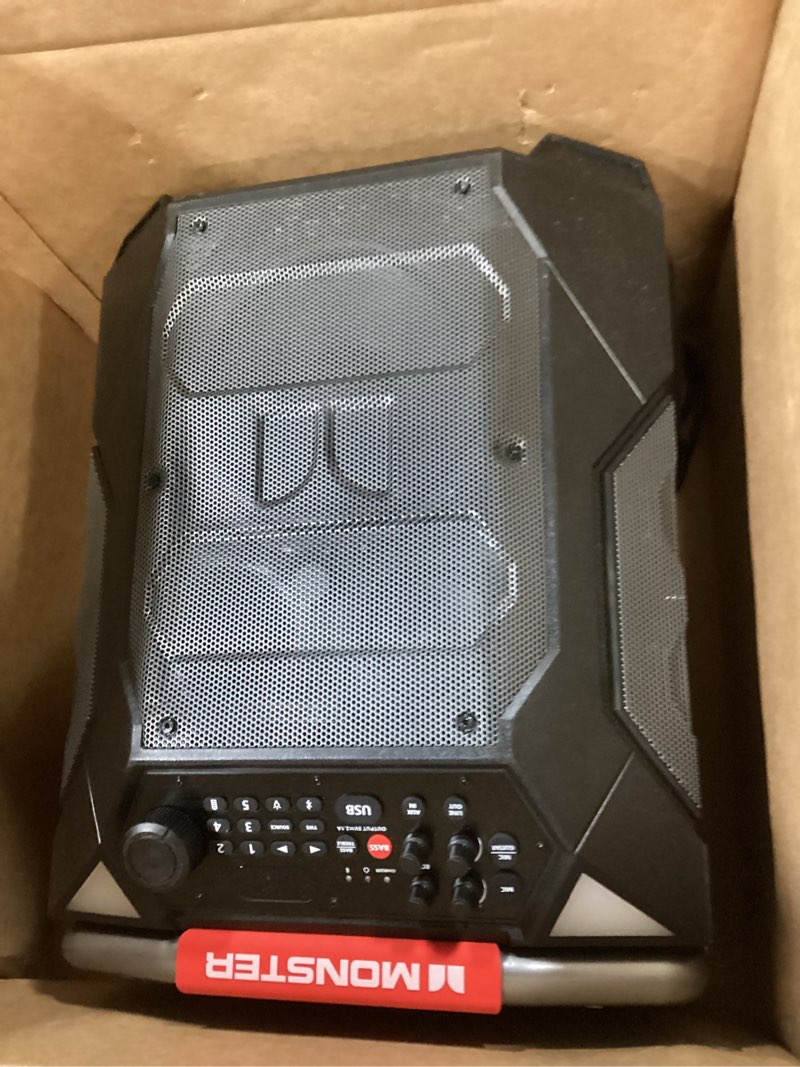 Condition photo showing As Is for Monster Rockin’ Roller 270 Indoor/Outdoor Portable Bluetooth Speaker | up to 200W of 270 Degree Sound & up to 100 Hours of Playtime