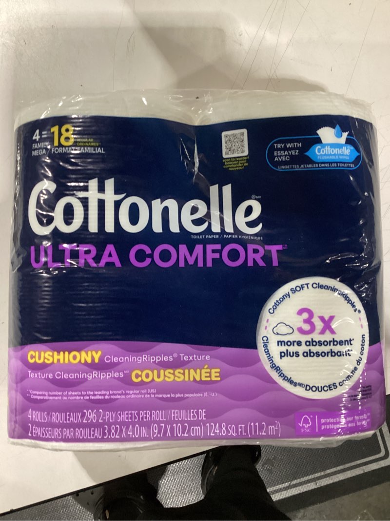 Cottonelle Ultra 4 family mega rolls= 18 regular rolls