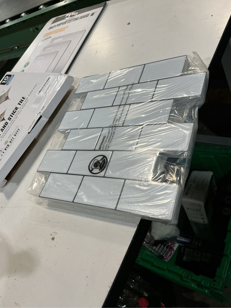 Condition photo showing New/Like New for art3d peel and stick backsplash for kitchen white subway (10 tiles, thicker design) white with black grout