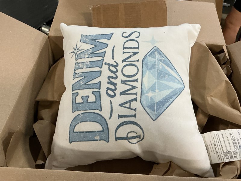Condition photo showing Good Condition for denim and diamonds throw pillow 16x16