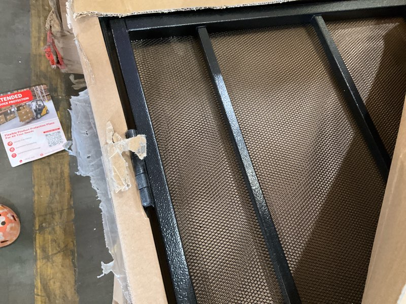 Condition photo showing As Is for jubest 36 in. x 80 in. security screen door, reversible powder coated black surface mount outswing steel security door with expanded metal screen, prehung steel exterior doors, durable&safe black 36''x80''