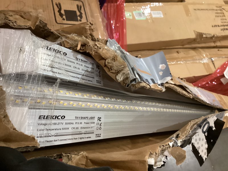 elekico 6 pack 100w 8ft led shop light, super bright 15000lm 5000k v shape 8' led shop lights, linka