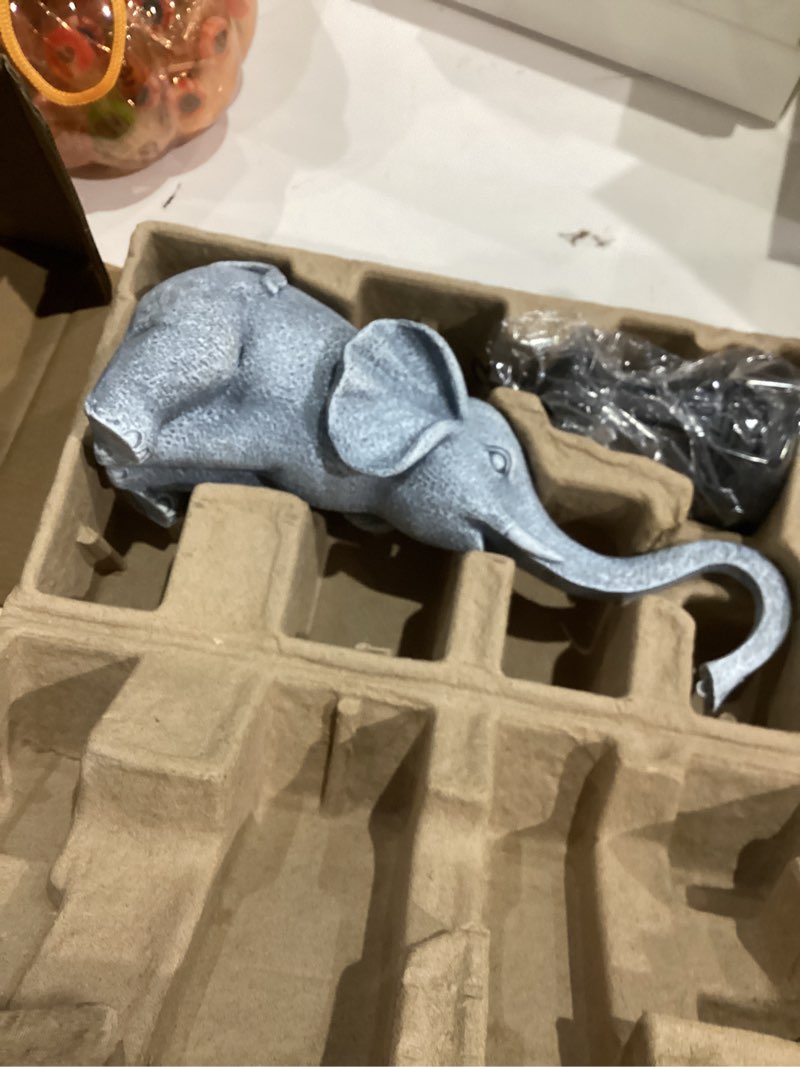 Condition photo showing New/Like New for Garden Statues Elephant with Solar Lantern Outdoor Figurines Decorations for Patio Yard Lawn Ornaments Gifts for Birthday Mom Housewarming(Gray)