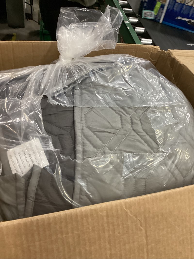 Condition photo showing As Is for HYMOKEGE Queen Comforter Set Seersucker 7 Pieces, All Season Luxury Bed in a Bag for Bedroom, Bedding Set with Comforters, Sheets, Pillowcases & Shams, Dark Grey Queen(88"x 88") Dark Grey