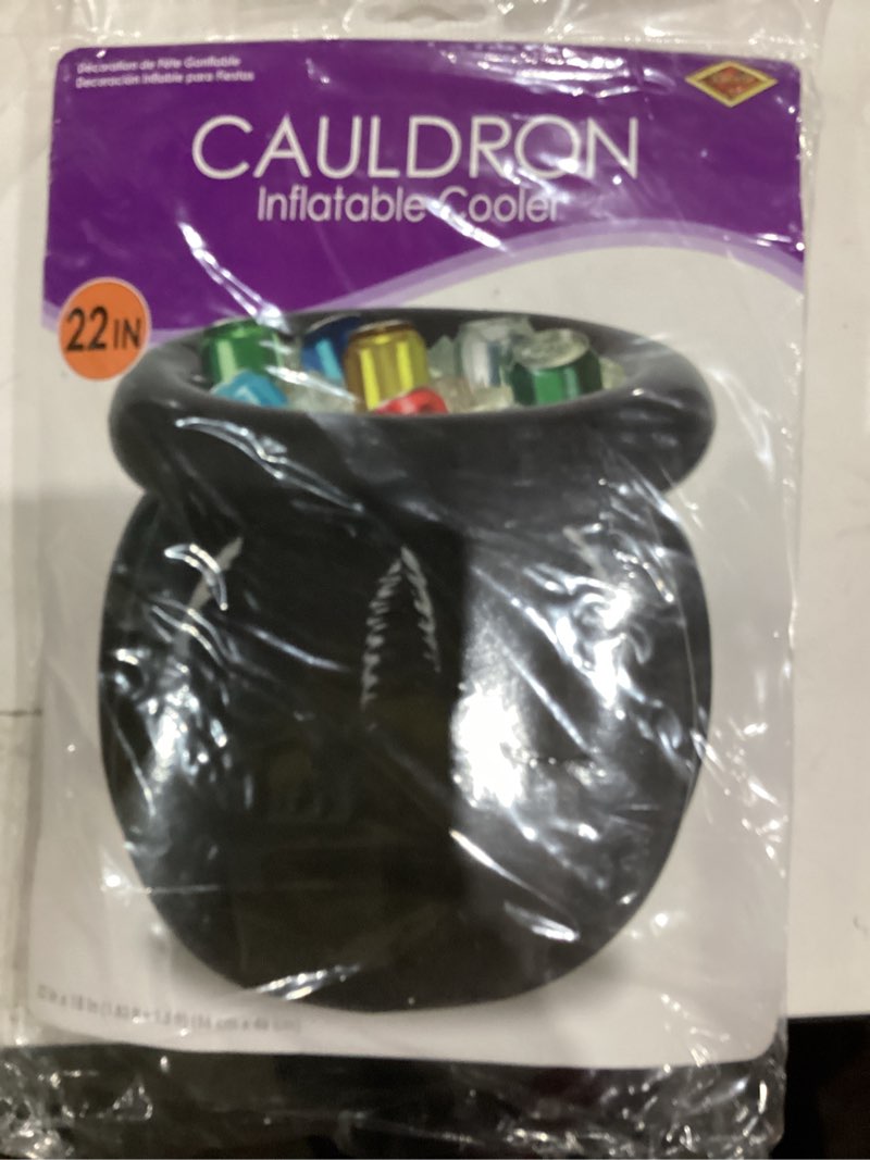 Condition photo showing New/Like New for Beistle Inflatable Cooler - Drink Containers for Parties, Beverage Cooler, Spooky Decor: Halloween Cauldron Cooler Halloween