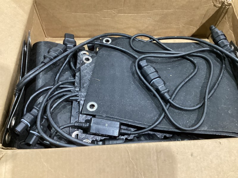 Condition photo showing As Is for Riakrum 8 Pcs Heated Snow Melting Mats Outdoor, 10 x 30 in Winter Anti-Slip Heated Rubber Mat for Walkways Decks and Sidewalks, Electric Snow and Ice Melting Pads Connection with 9.84 ft Power Cord 8 10 x 30 Inch