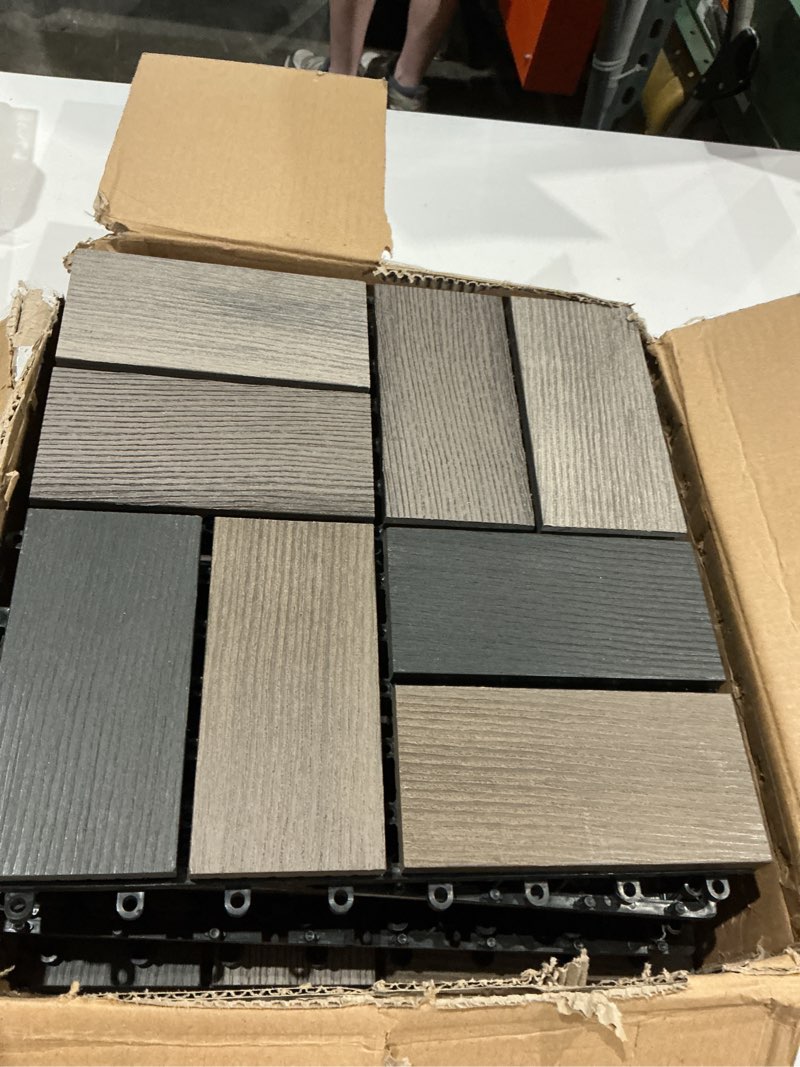 Condition photo showing Good Condition for wpc patio deck tiles,diy interlocking decking tiles, floor tile,water resistant indoor outdoor (6, random antique)