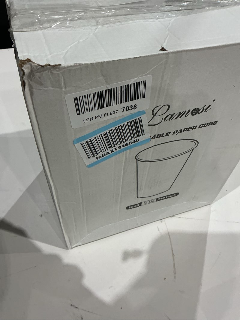 Condition photo showing New/Like New for lamosi 210 pack 12 oz paper coffee cups, disposable kraft paper cups, unbleached brown cups for hot/cold beverage party home office kraft-12oz-210pack