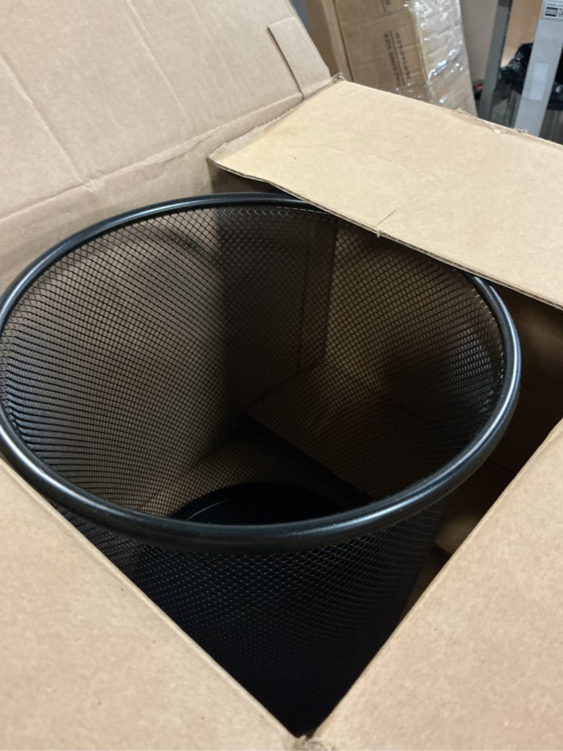 Condition photo showing Good Condition for zuvo mesh wastebasket black metal wire garbage trash can for office home bedroom height 10.1" width 10", 4 gallon (16 quart) (1, black)
