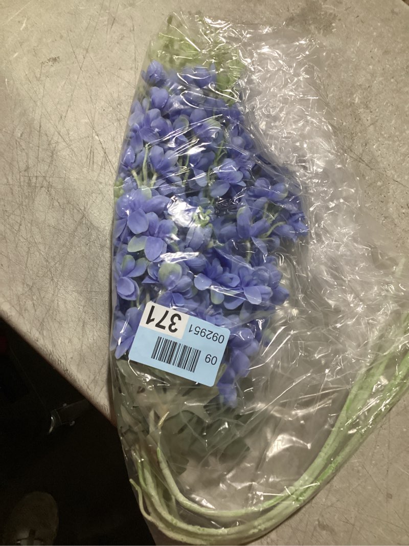 Condition photo showing New/Like New for 21pcs artificial blue lily of the valley flowers wind chime orchid wedding bouquet blue flower arrangement for home garden wedding party deco